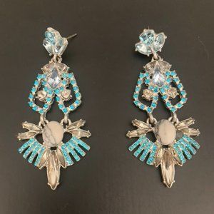 Blue and silver statement earrings